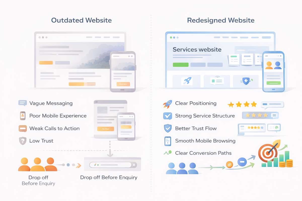 a well structured website vs an outdated website