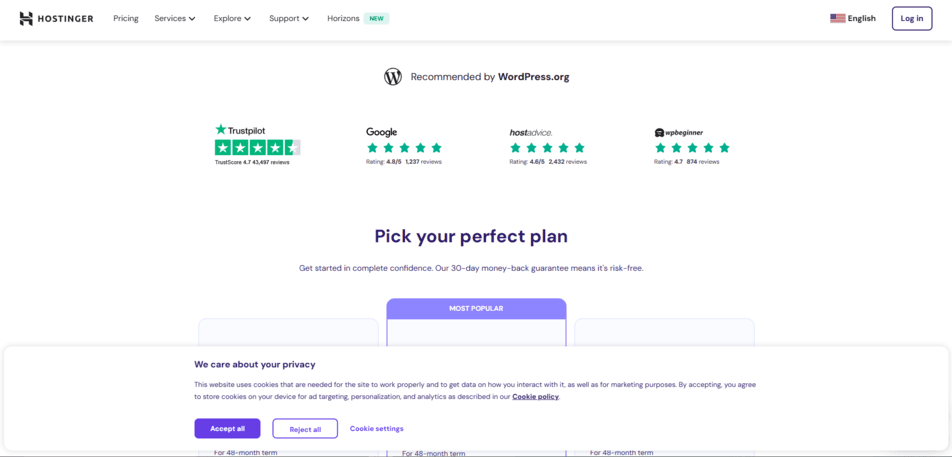 Hostinger (Nearby Singapore Servers)