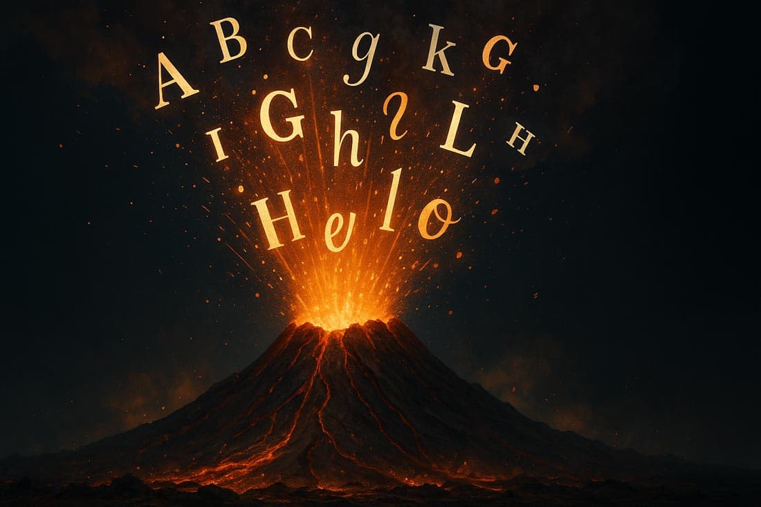 a volcano of alphabets