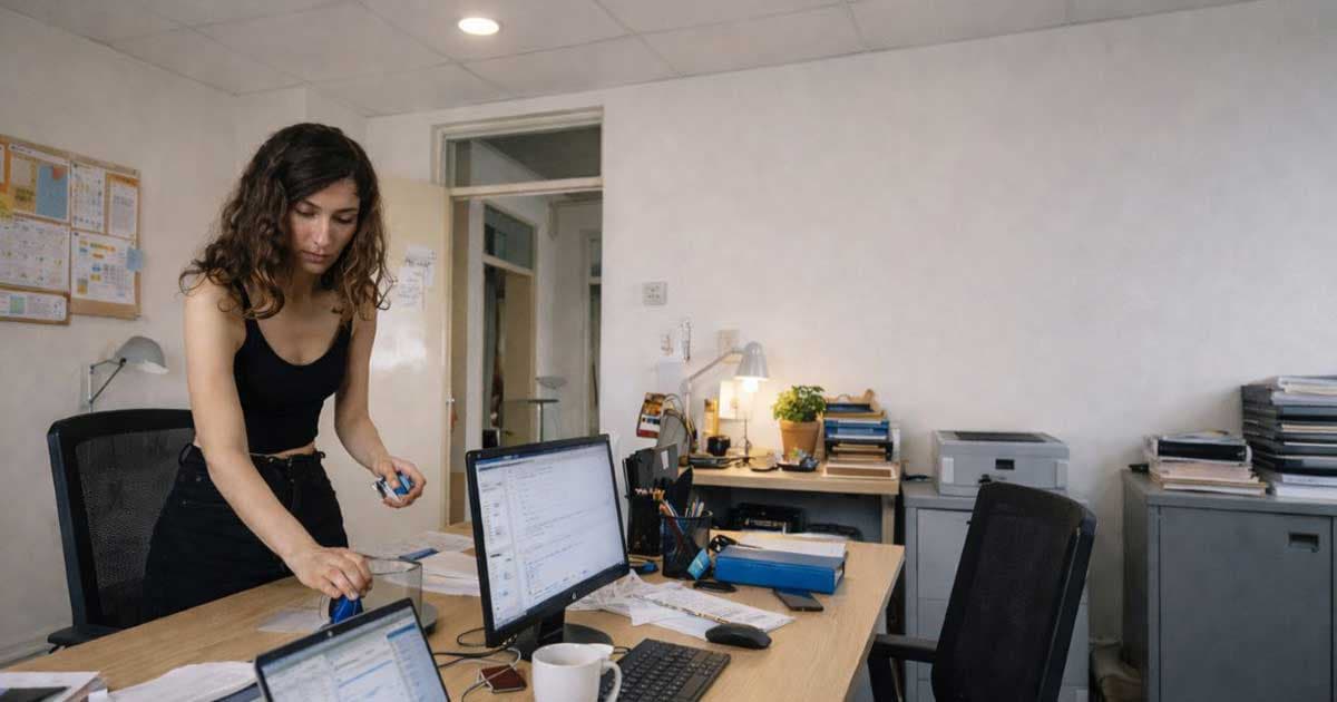 a woman in a shared office
