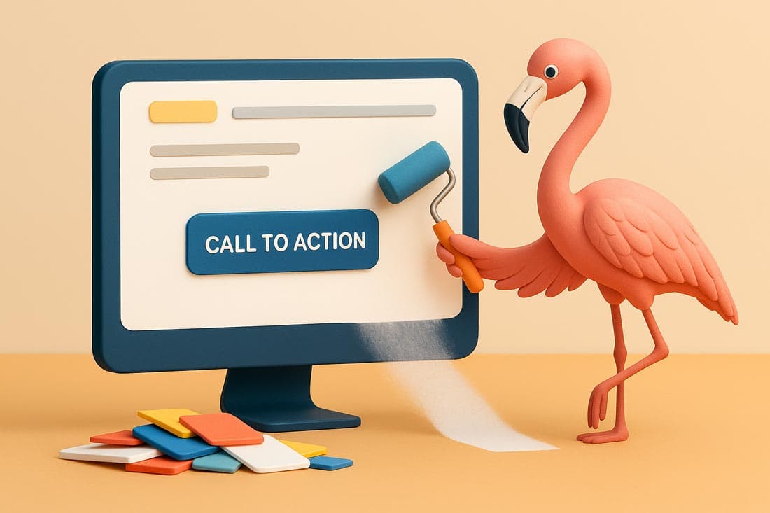 A flamingo emptying a screen of extra elements to make a minimal UX