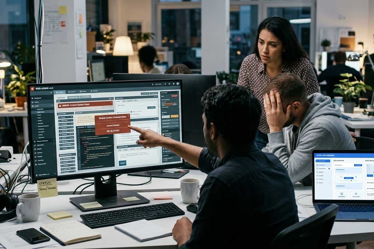 team frustration when the website fails