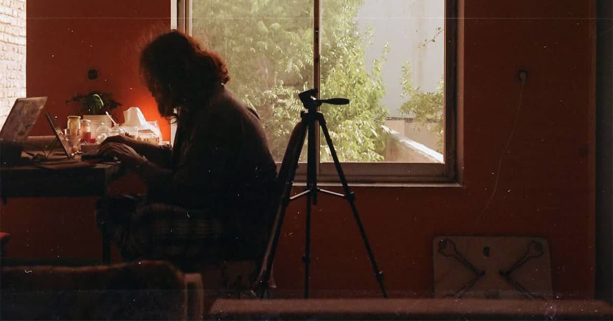 A man working from home