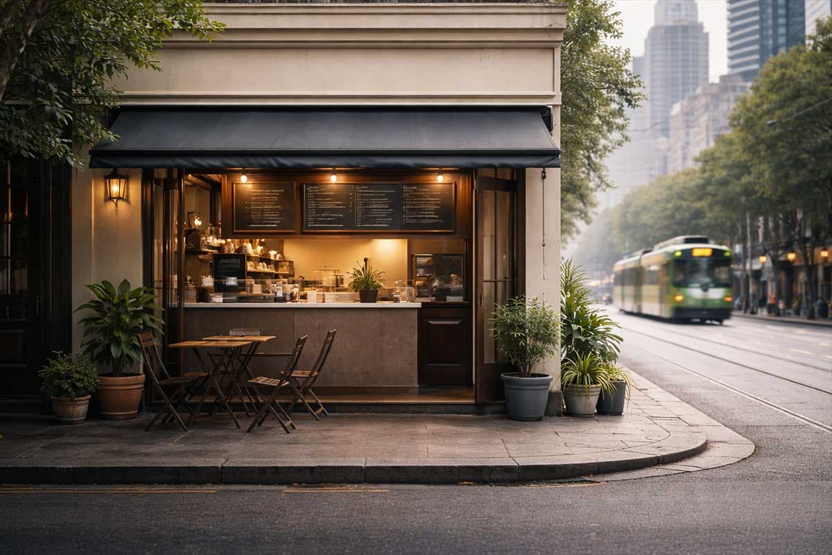 Small Melbourne café scene symbolising a simple brochure style business website