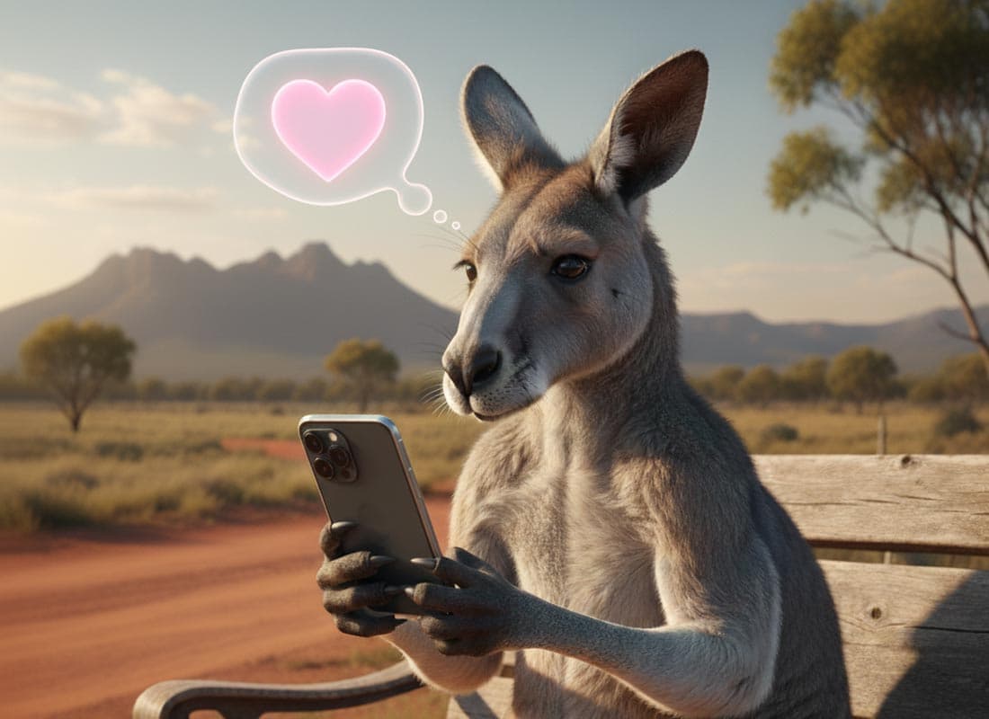 a kangaroo using the best dating app in Australia
