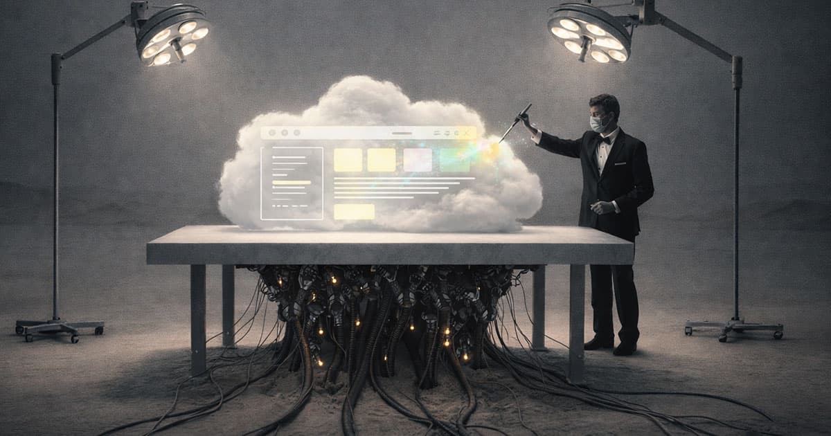 a man working on a cloud, designing