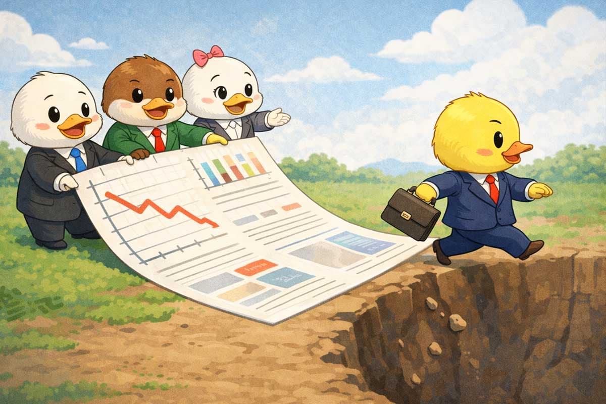 a duck is about to fall because of misleading info