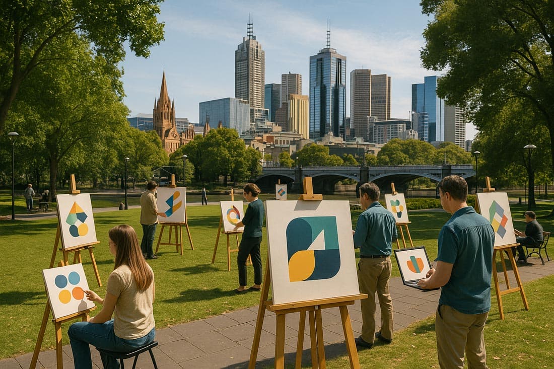 some painters in a park in Melbourne